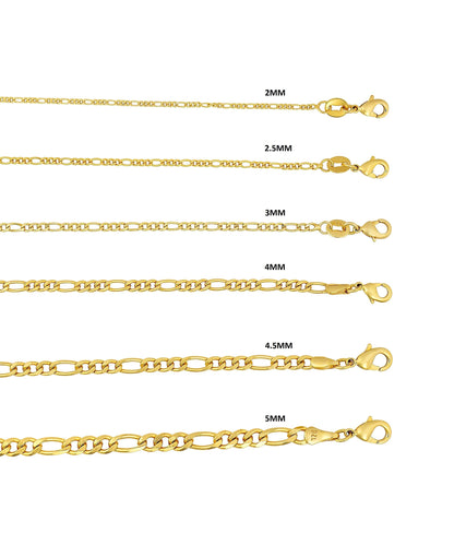 18K Gold Plated 3MM Figaro Necklace