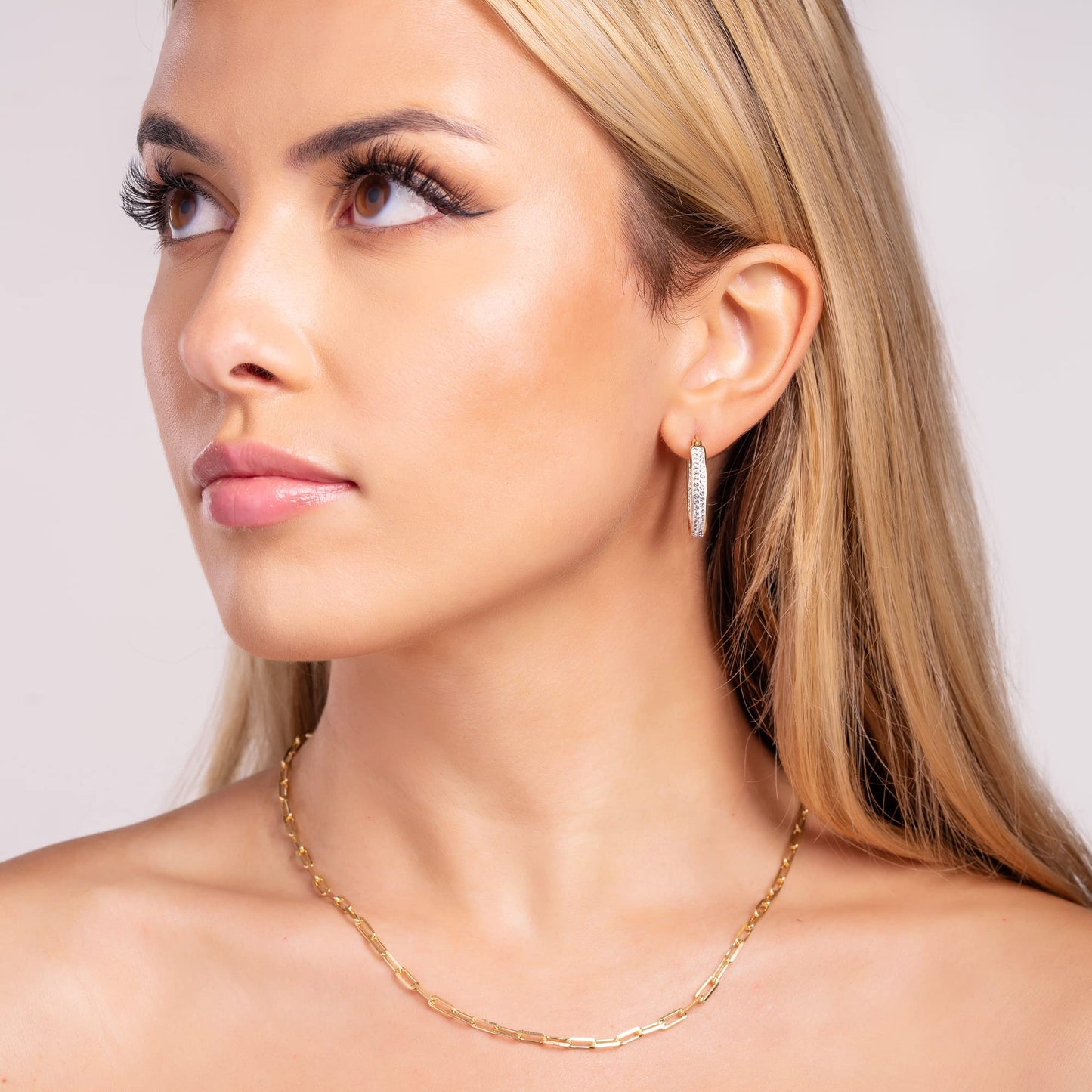18K Gold Plated Austrian Crystal Hoop Earrings