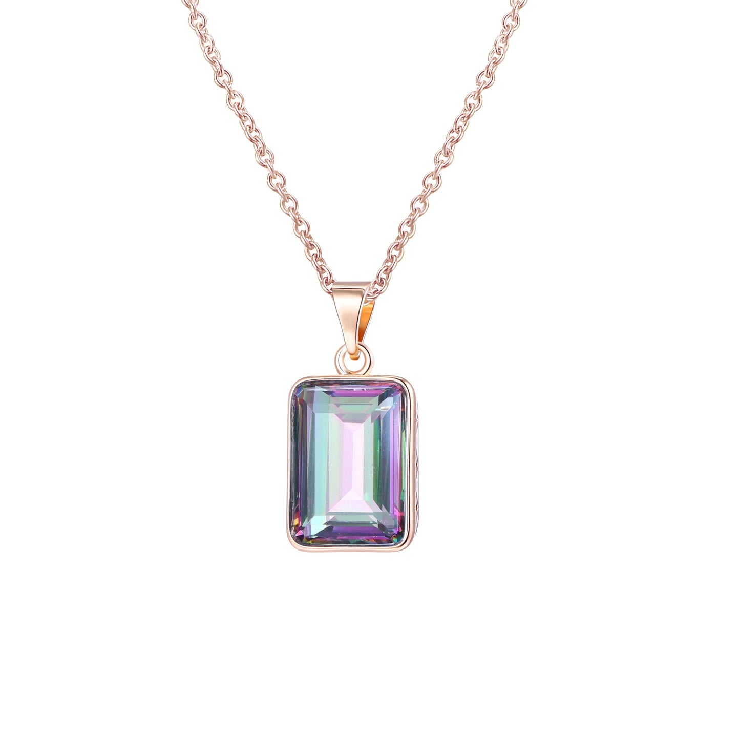 18K Gold Plated Emerald Cut Amethyst Necklace