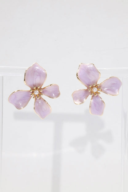 14K Real Gold Plated Enamel Flower Earrings