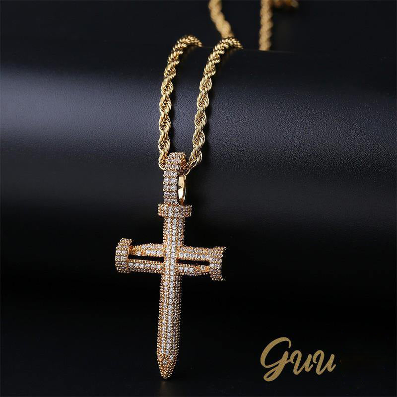 18K Gold-Plated AAA CZ Cross Pendant