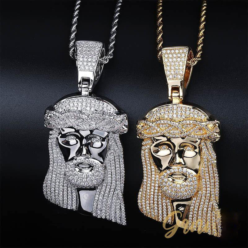18K Gold-Plated AAA CZ Retro Jesus Pendant
