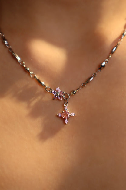 Palladium White Gold Plated Tourmaline Starlight Cross Necklace