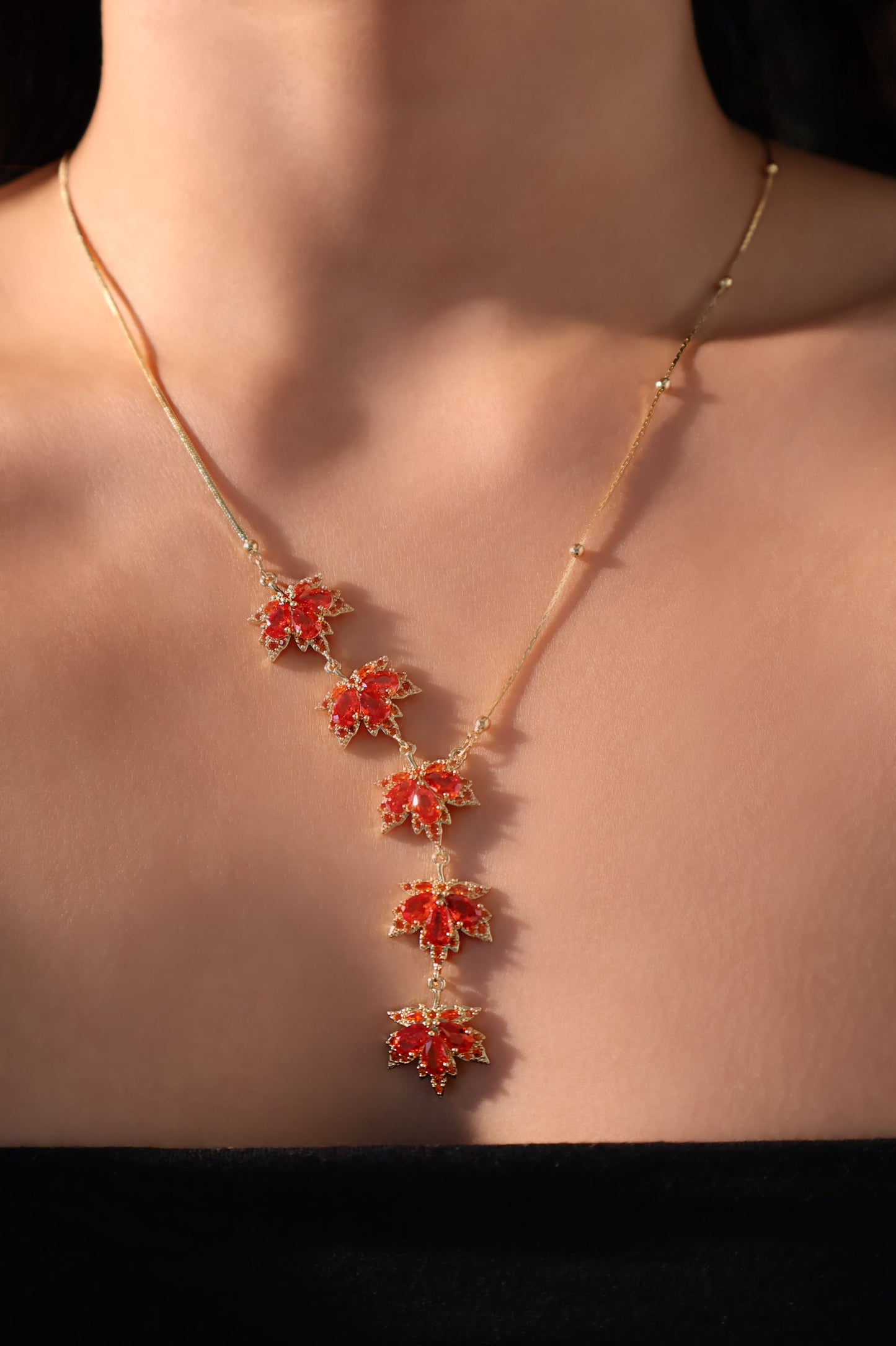 14K Real Gold Plated Maple Leaves Necklace
