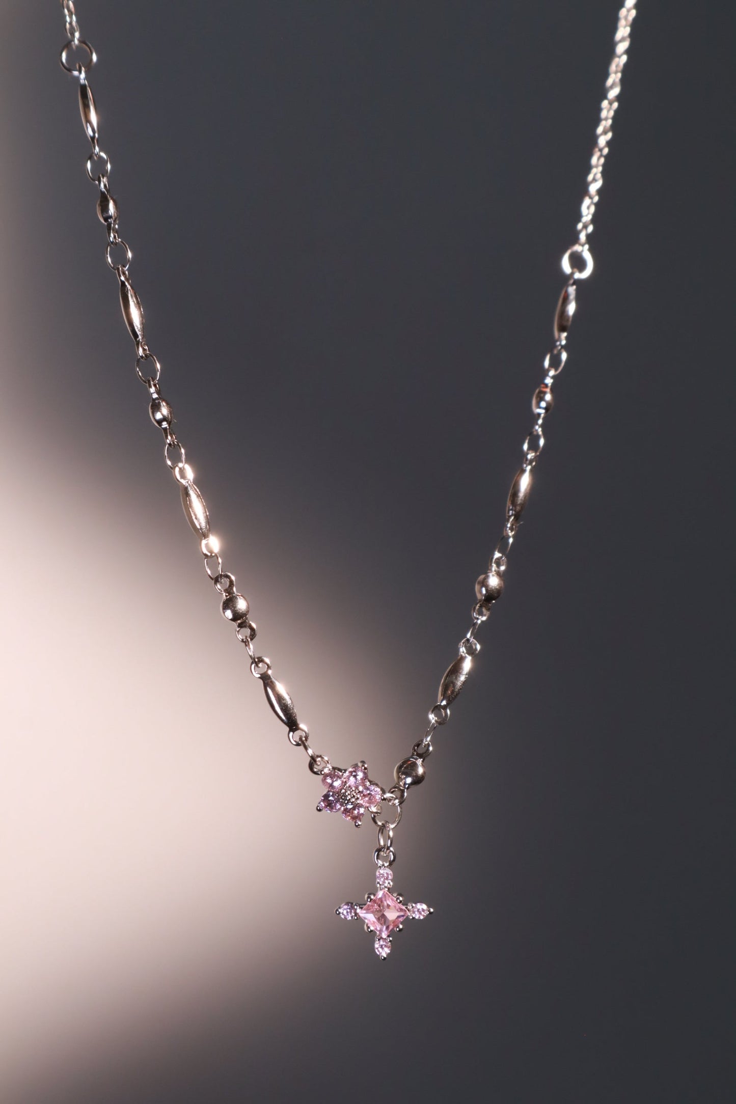 Palladium White Gold Plated Tourmaline Starlight Cross Necklace