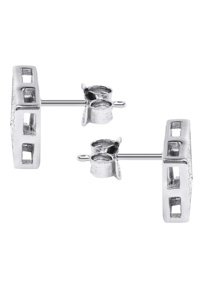 Mens Jewelry - Silver Micro Pave Square Iced Out VVS Stud Earrings for Men | Appx. 2.1 Grams