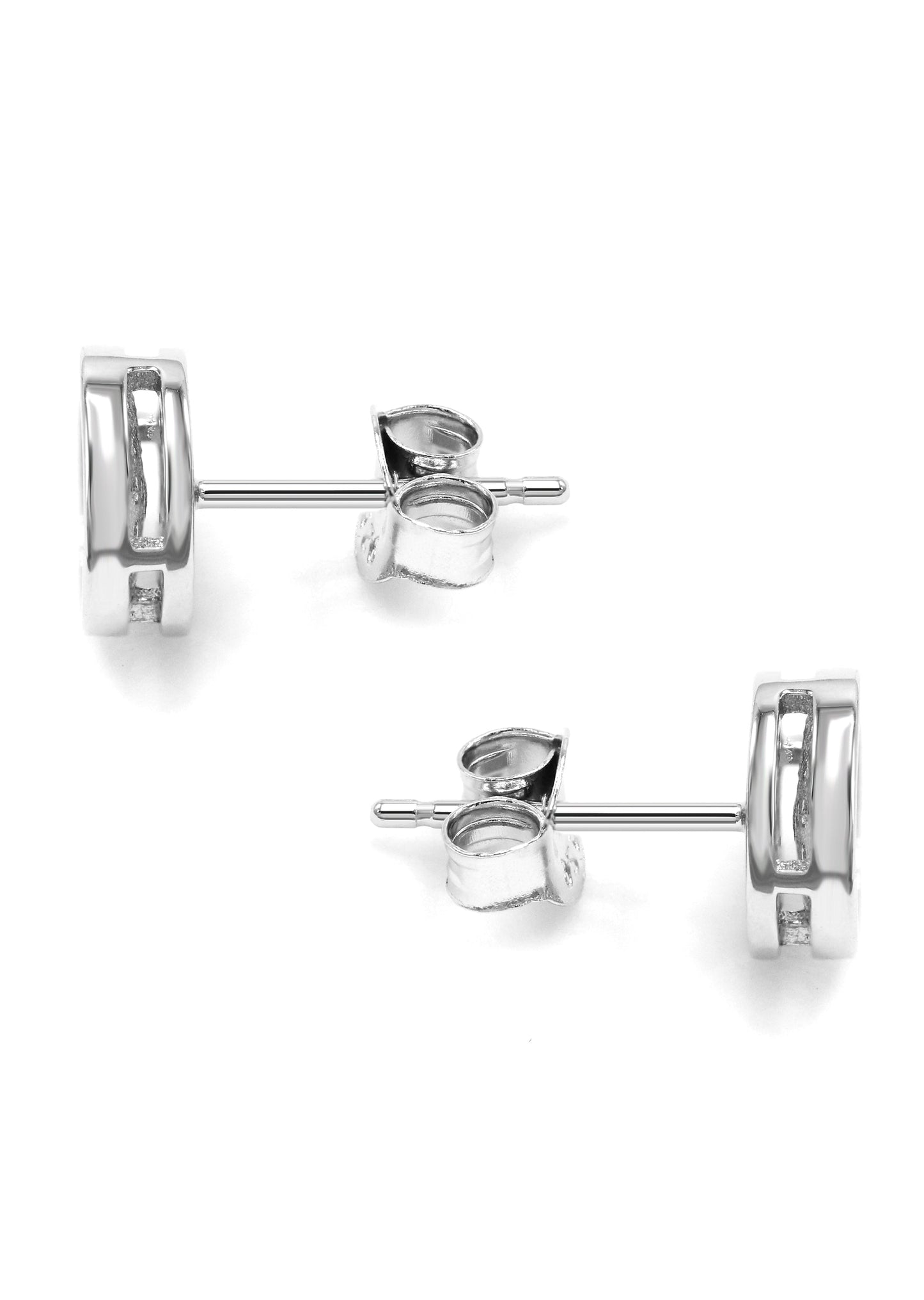 Mens Jewelry - Silver Micro Pave Circle Iced Out VVS Stud Earrings for Men | Appx. 3 Grams