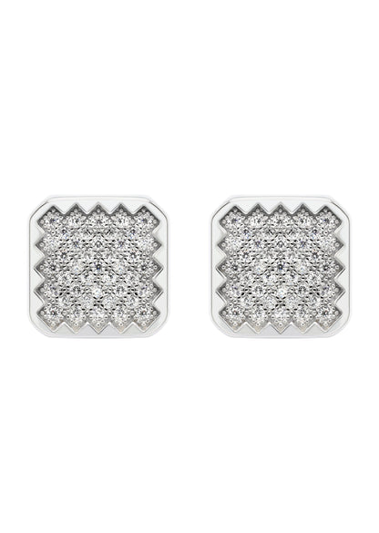 Mens Jewelry - Silver Micro Pave Iced Out VVS Earrings for Men | Appx. 3.5 Grams