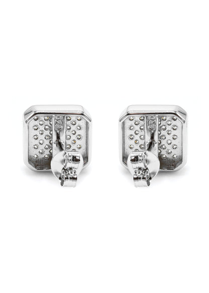 Mens Jewelry - Silver Micro Pave Iced Out VVS Earrings for Men | Appx. 3.5 Grams