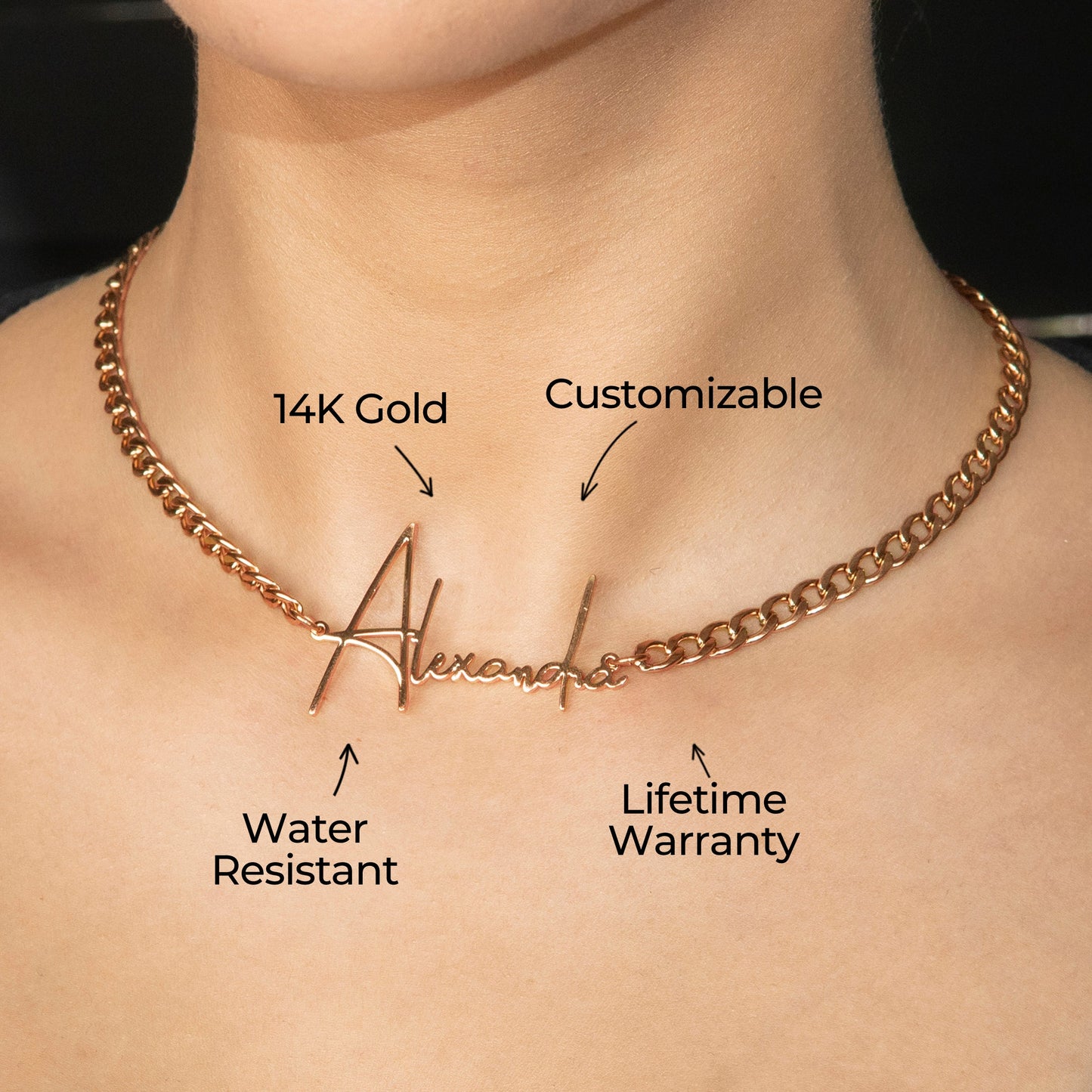 Women Jewelry - Rose Gold Name Necklace | Style # N31