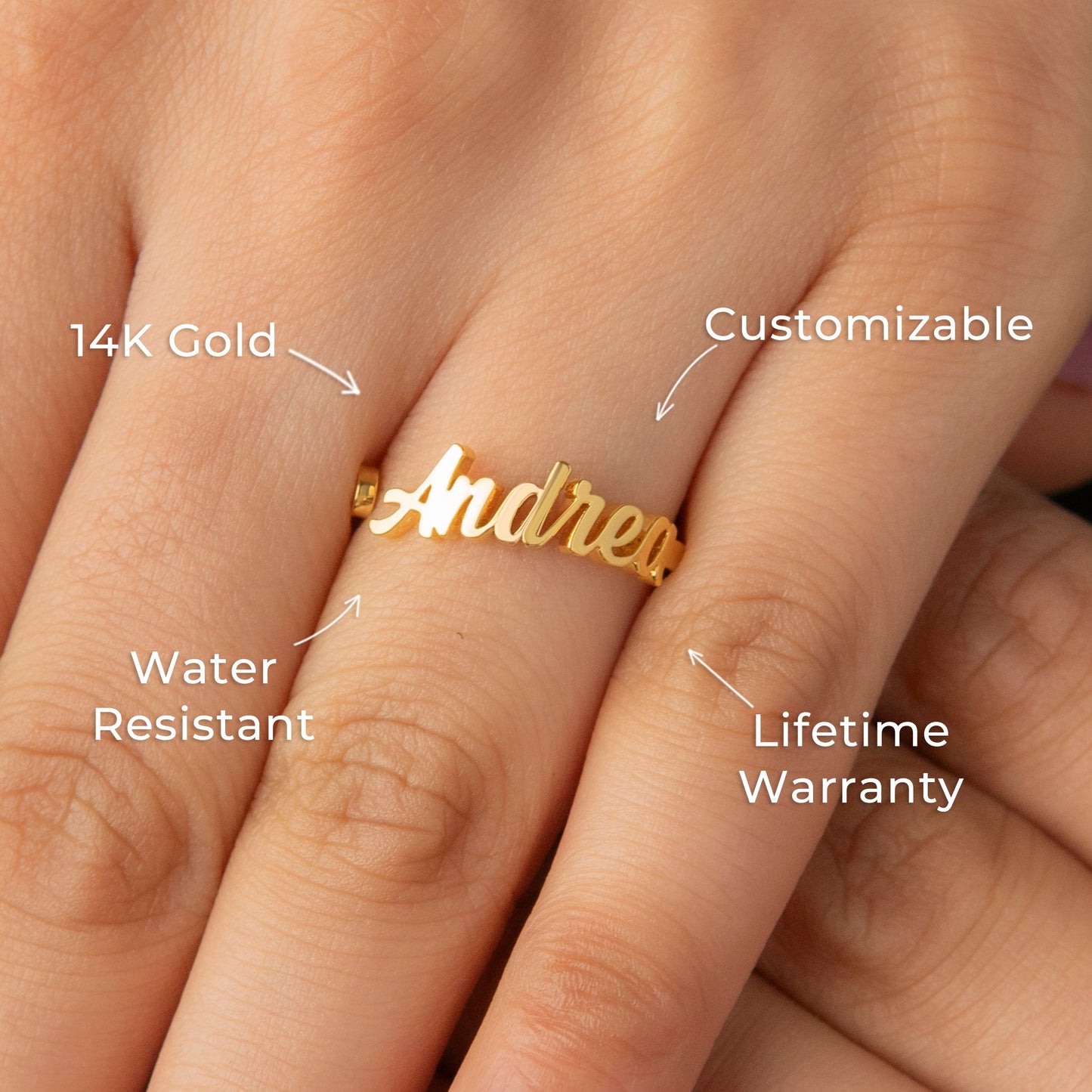Women Jewelry - Gold Name Ring | Style # R35