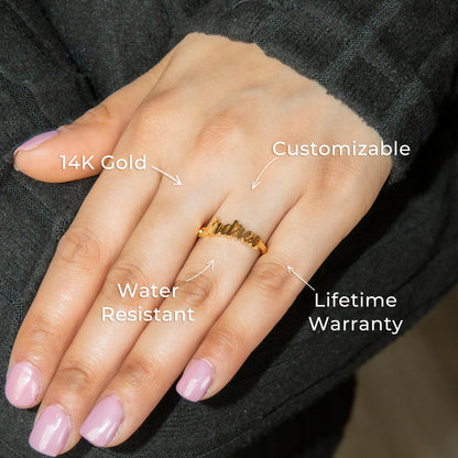Women Jewelry - Gold Name Ring | Style # R35