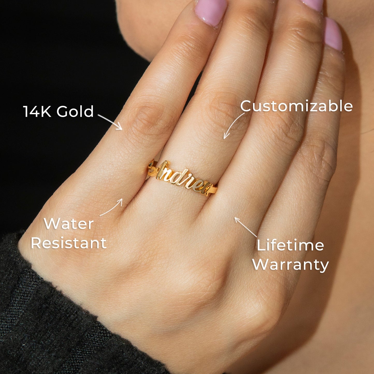 Women Jewelry - Gold Name Ring | Style # R35