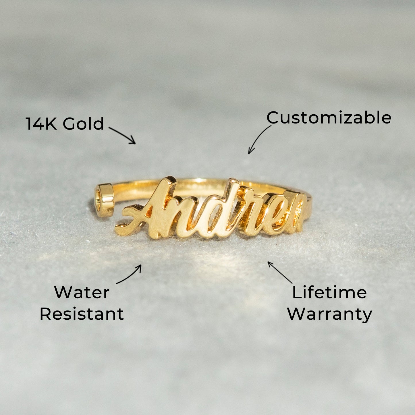 Women Jewelry - Gold Name Ring | Style # R35