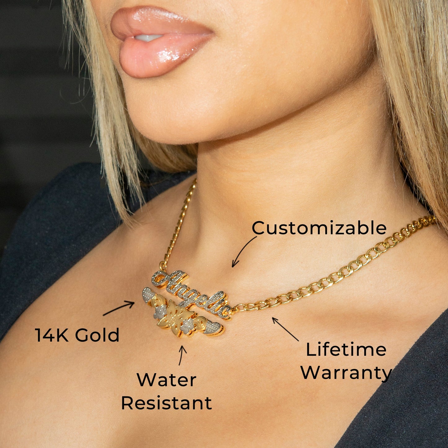 Women Jewelry - Gold Name Necklace | Style # N10