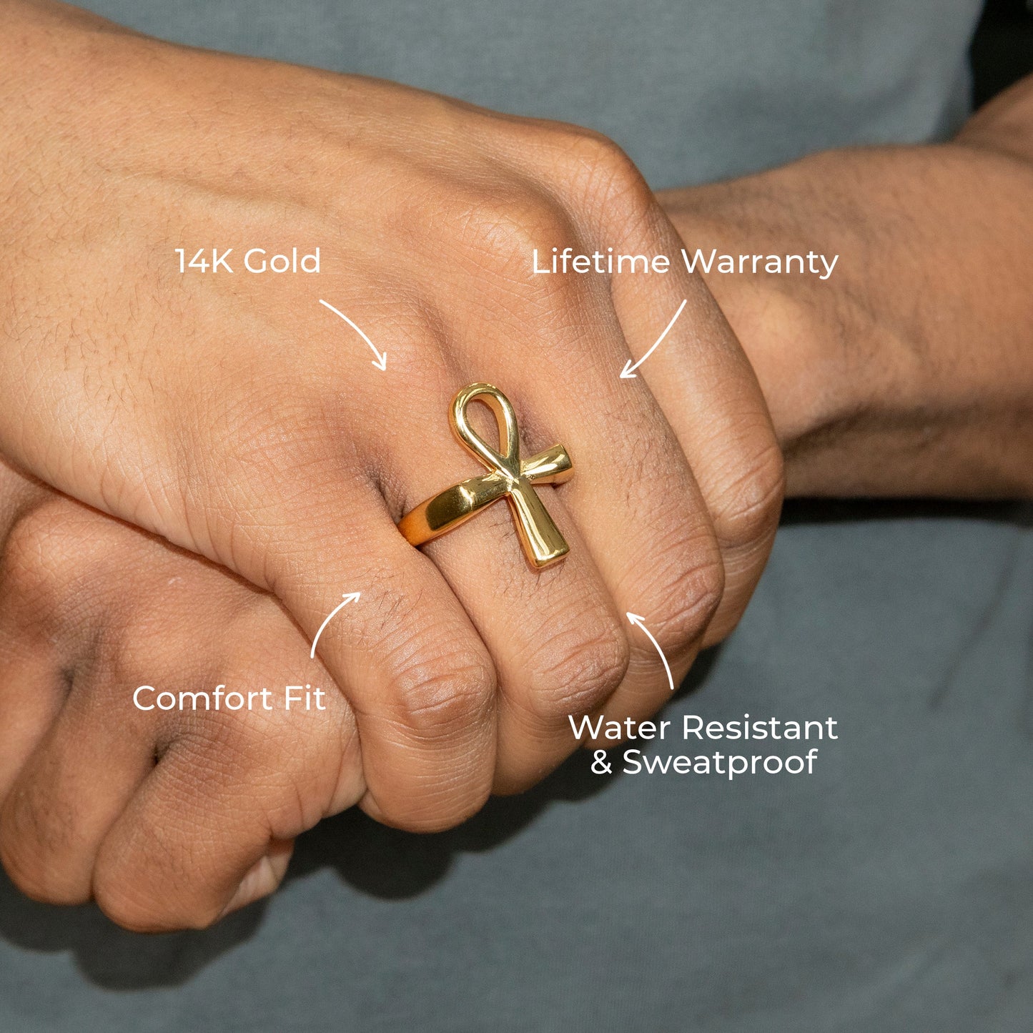 Mens Jewelry - Ankh Gold Pinky Ring | 7.7 Grams