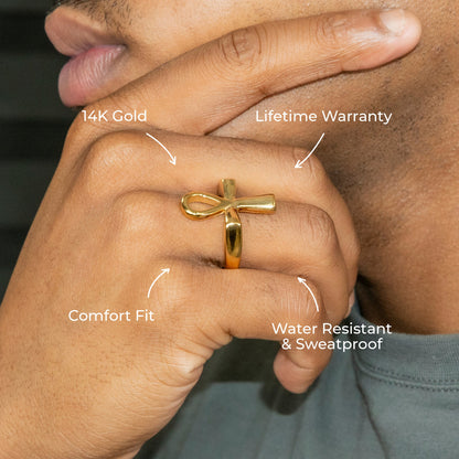 Mens Jewelry - Ankh Gold Pinky Ring | 7.7 Grams