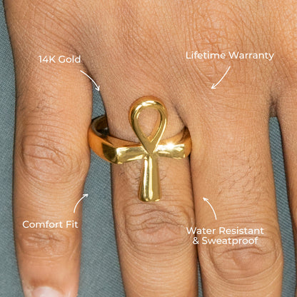 Mens Jewelry - Ankh Gold Pinky Ring | 7.7 Grams