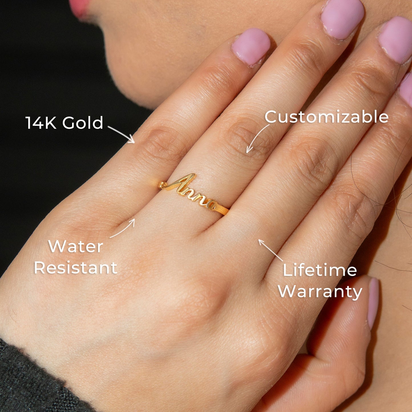 Women Jewelry - Gold Name Ring | Style # R03