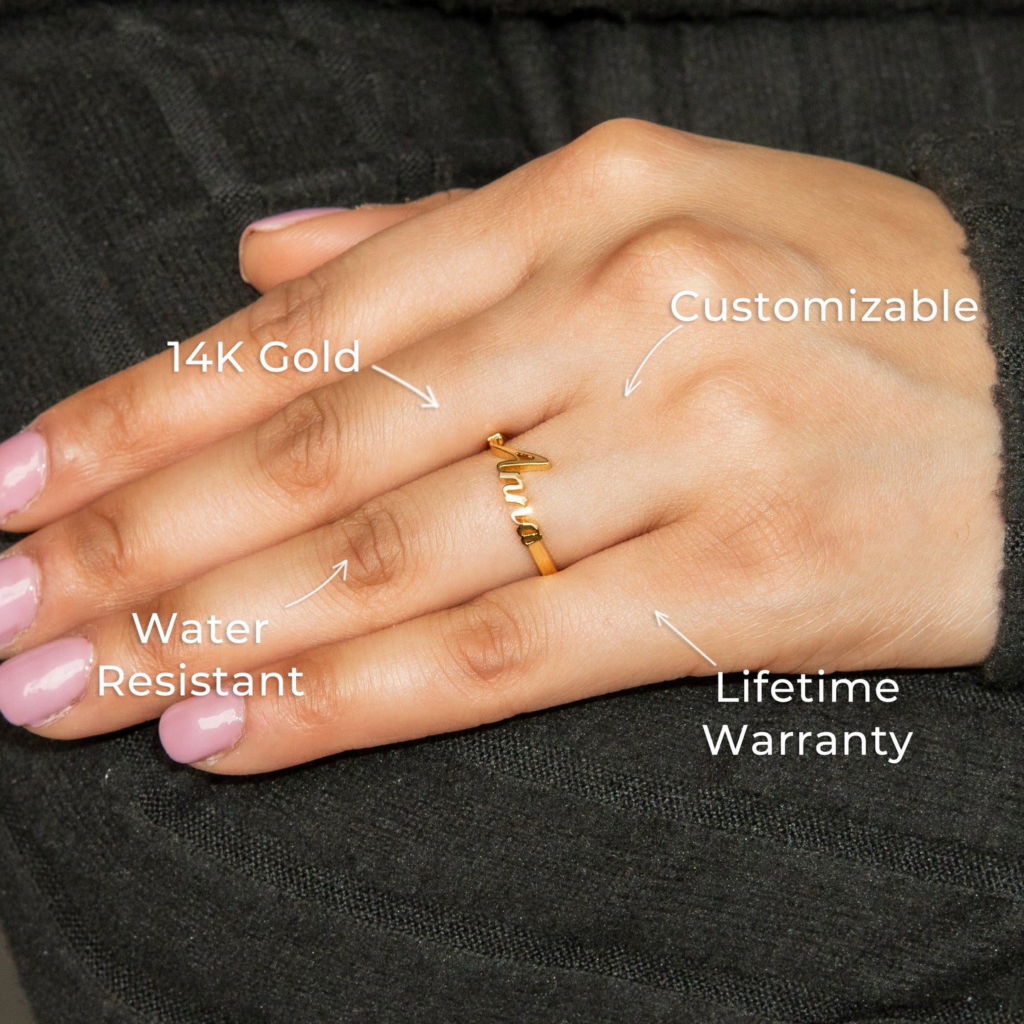 Women Jewelry - Gold Name Ring | Style # R03