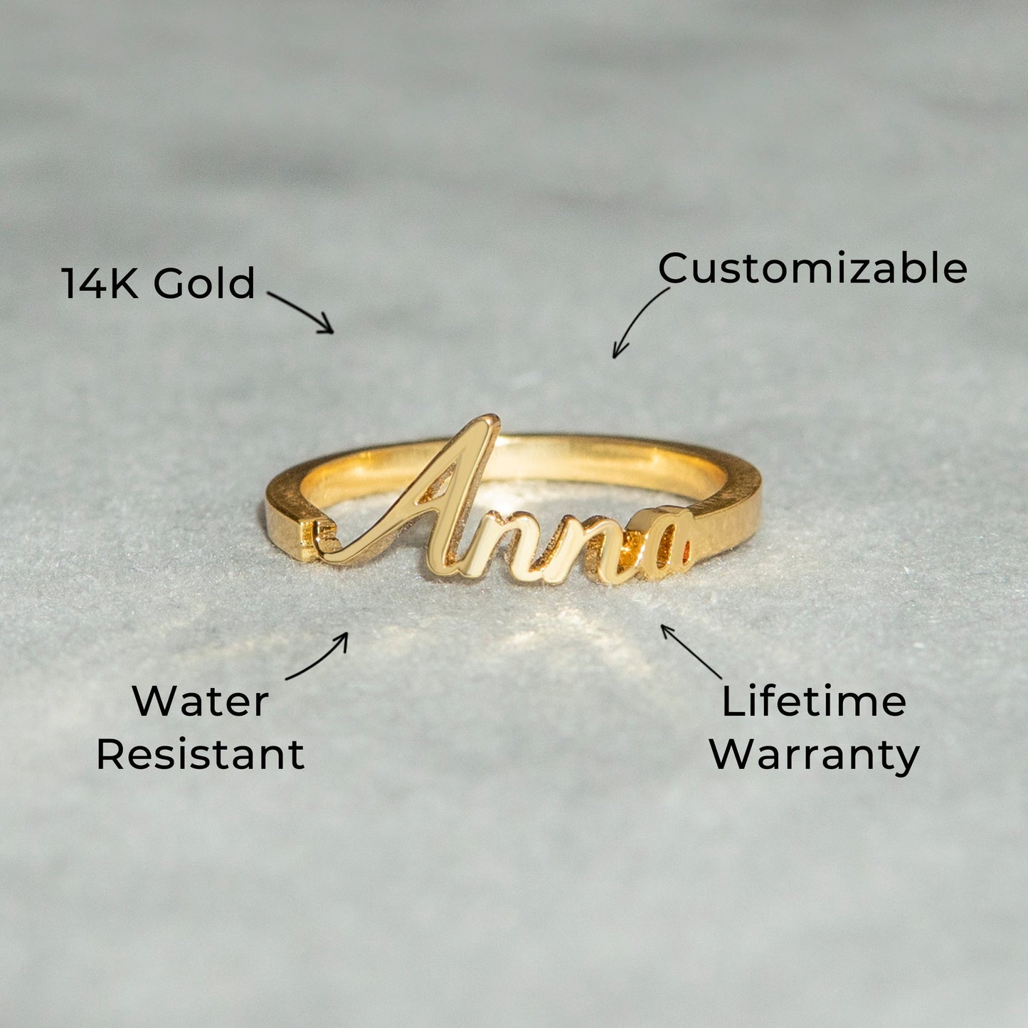 Women Jewelry - Gold Name Ring | Style # R03