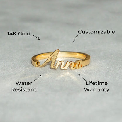 Women Jewelry - Gold Name Ring | Style # R03