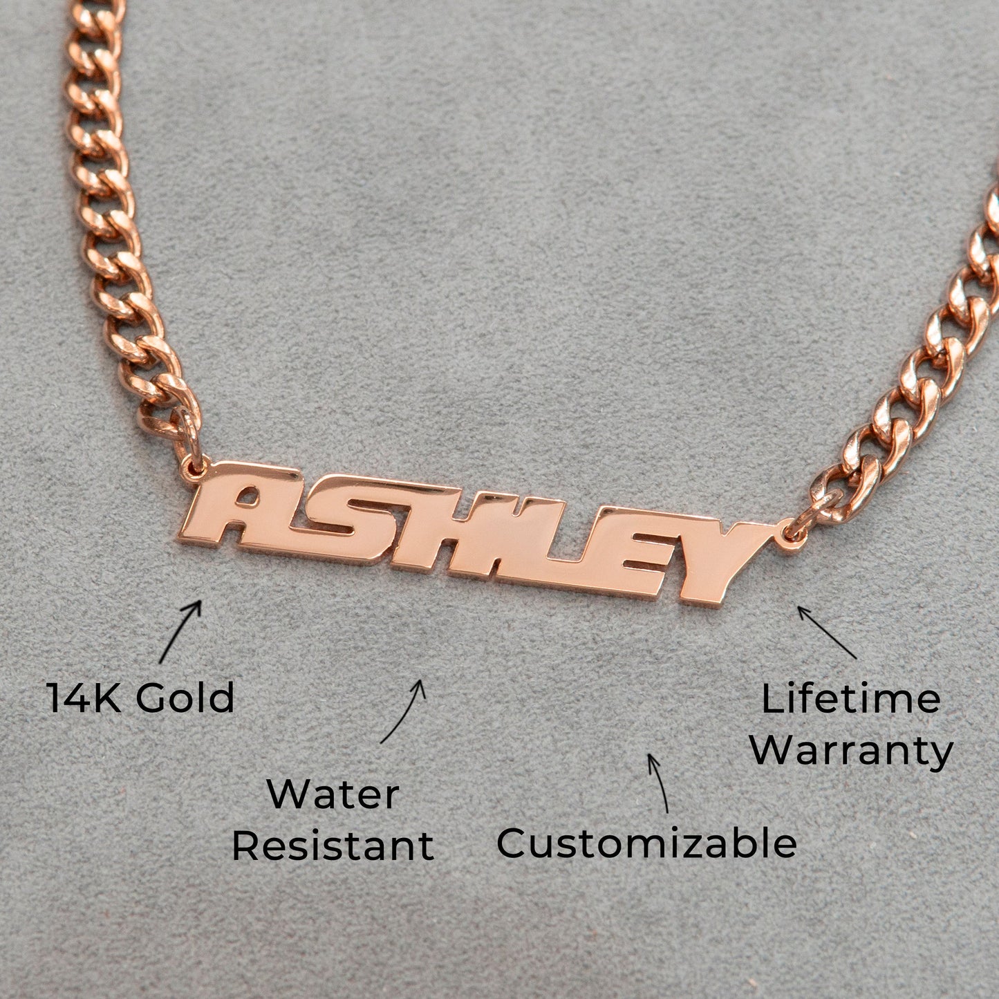 Women Jewelry - Rose Gold Name Necklace | Style # N13