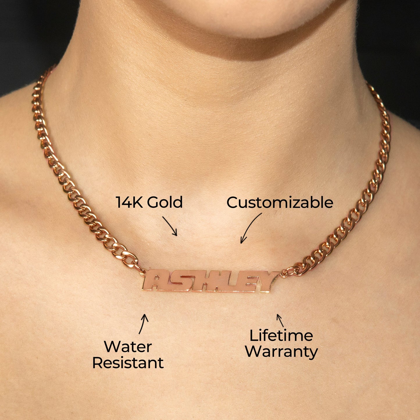 Women Jewelry - Rose Gold Name Necklace | Style # N13