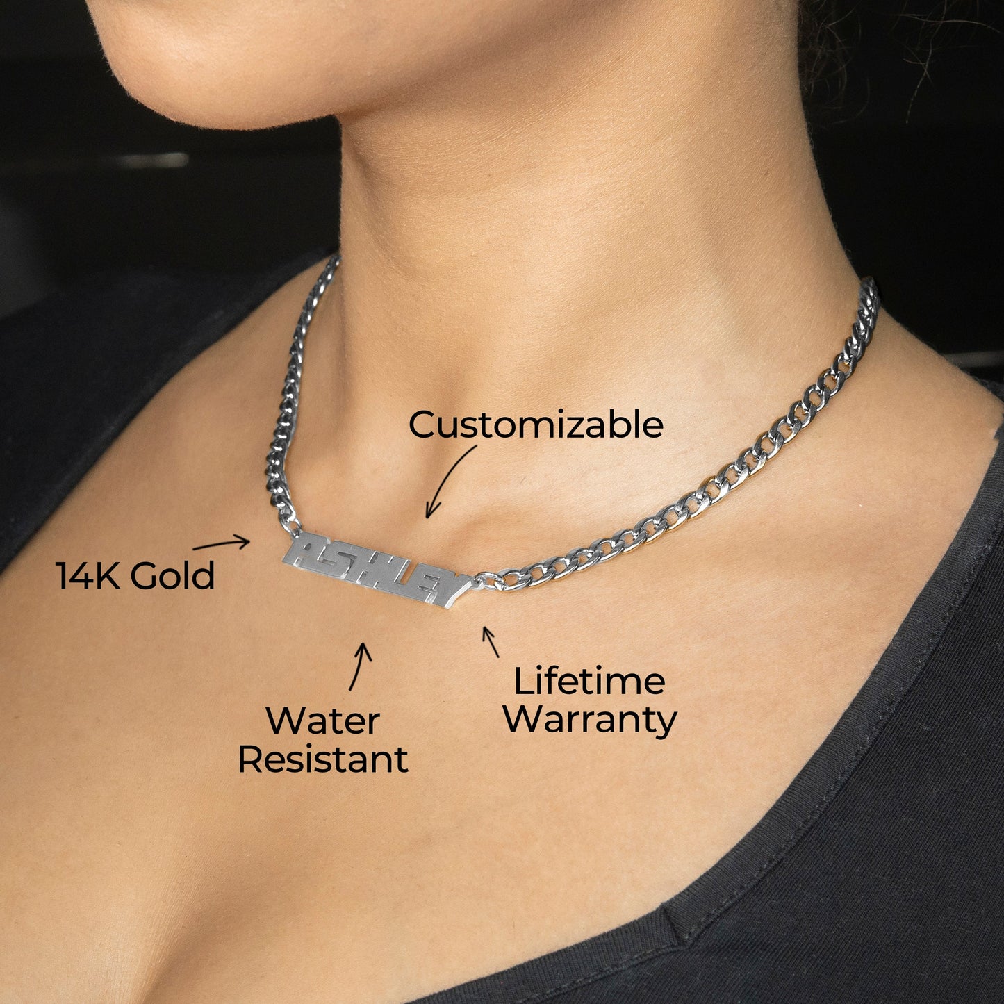 Women Jewelry - White Gold Name Necklace | Style # N13