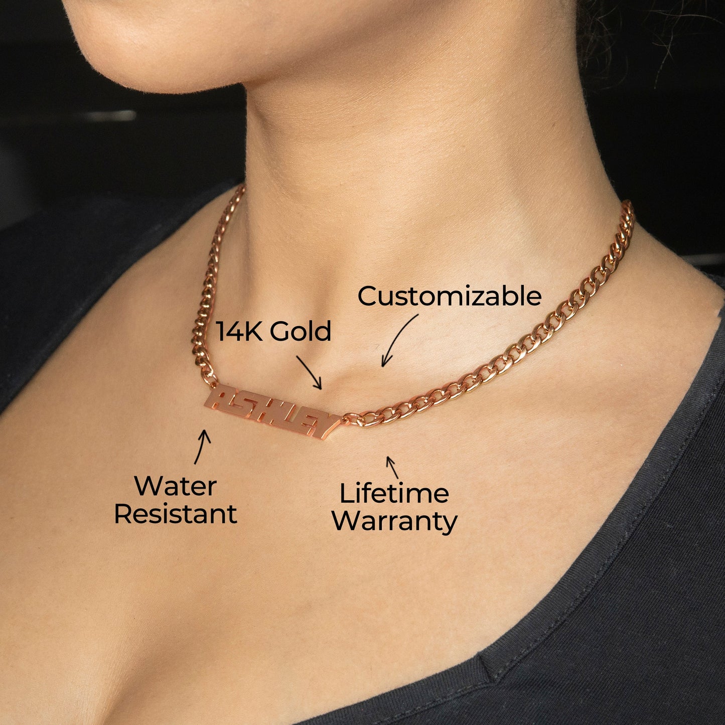 Women Jewelry - Rose Gold Name Necklace | Style # N13