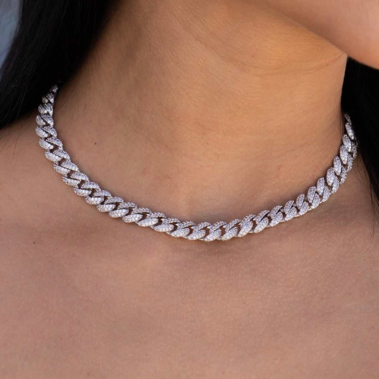 Diamond Cuban Necklace + Bracelet Gift Bundle in White Gold - 8.5mm