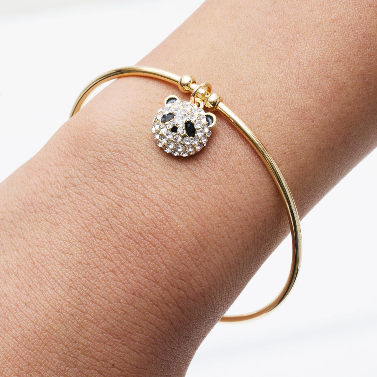 18K Gold Plated Animal Crystal Charm Bangle