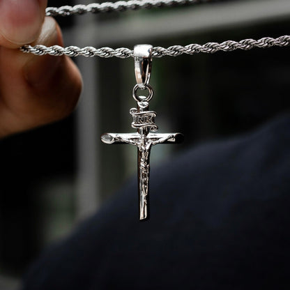 Crucifix Cross Pendant in White Gold