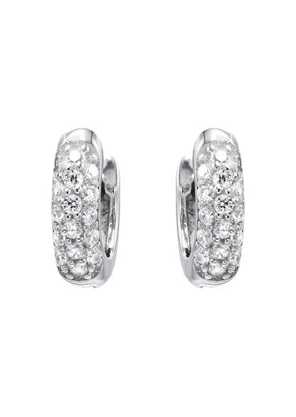 Mens Jewelry - Silver Round  Iced Out VVS Hoop Earrings for Men| Appx. 2.3 Grams