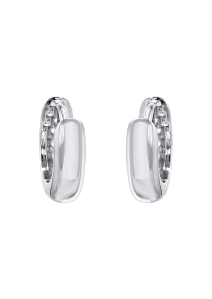 Mens Jewelry - Silver Round  Iced Out VVS Hoop Earrings for Men| Appx. 2.3 Grams