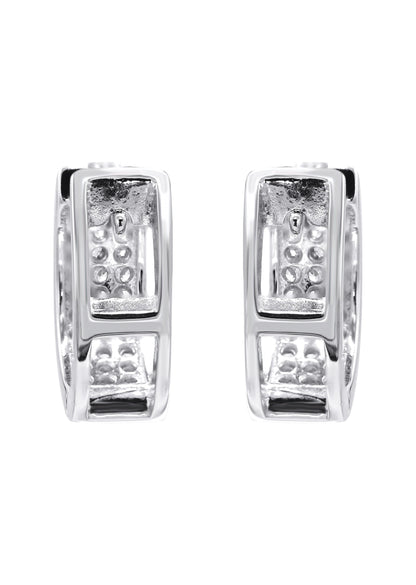 Mens Jewelry - Silver Round  Iced Out VVS Hoop Earrings for Men | Appx. 3 Grams