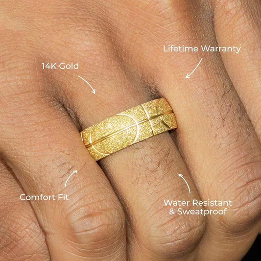 Mens Jewelry - Sand Blast Gold Wedding Ring | 9 Grams