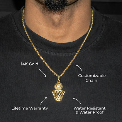 Mens Jewelry - 14K Gold Basketball Necklace | Appx. 5 Grams