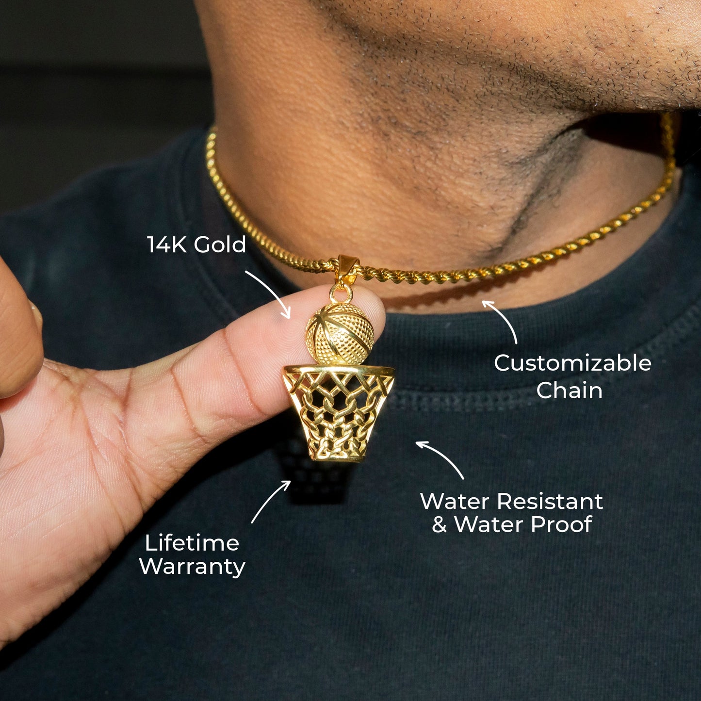 Mens Jewelry - 14K Gold Basketball Necklace | Appx. 5 Grams