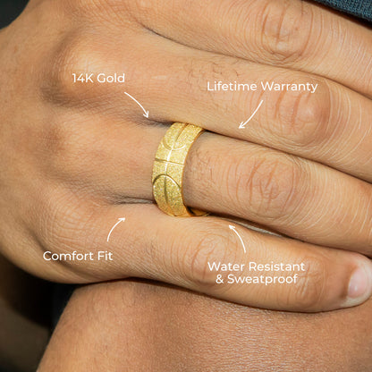 Mens Jewelry - Sand Blast Gold Wedding Ring | 9 Grams