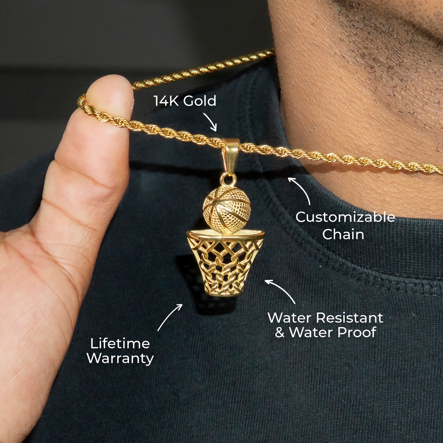 Mens Jewelry - 14K Gold Basketball Necklace | Appx. 5 Grams