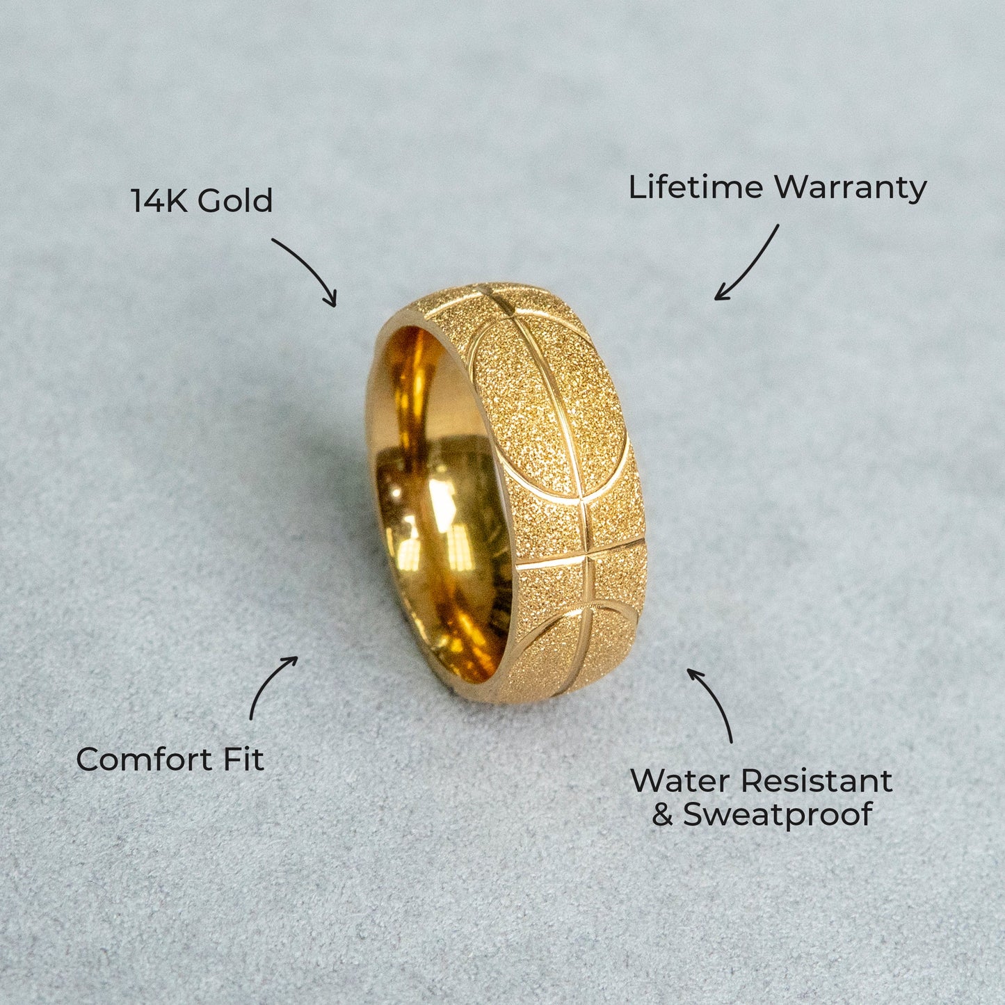Mens Jewelry - Sand Blast Gold Wedding Ring | 9 Grams
