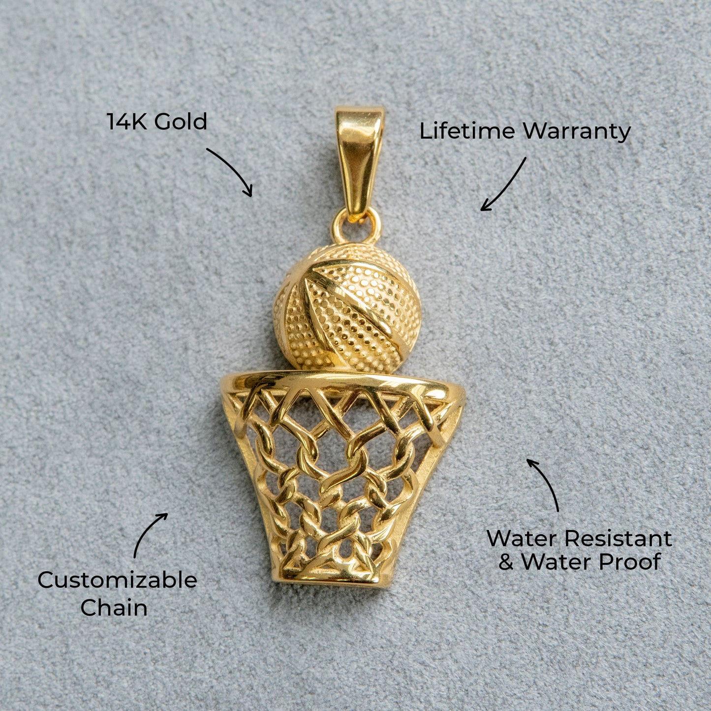 Mens Jewelry - 14K Gold Basketball Necklace | Appx. 5 Grams