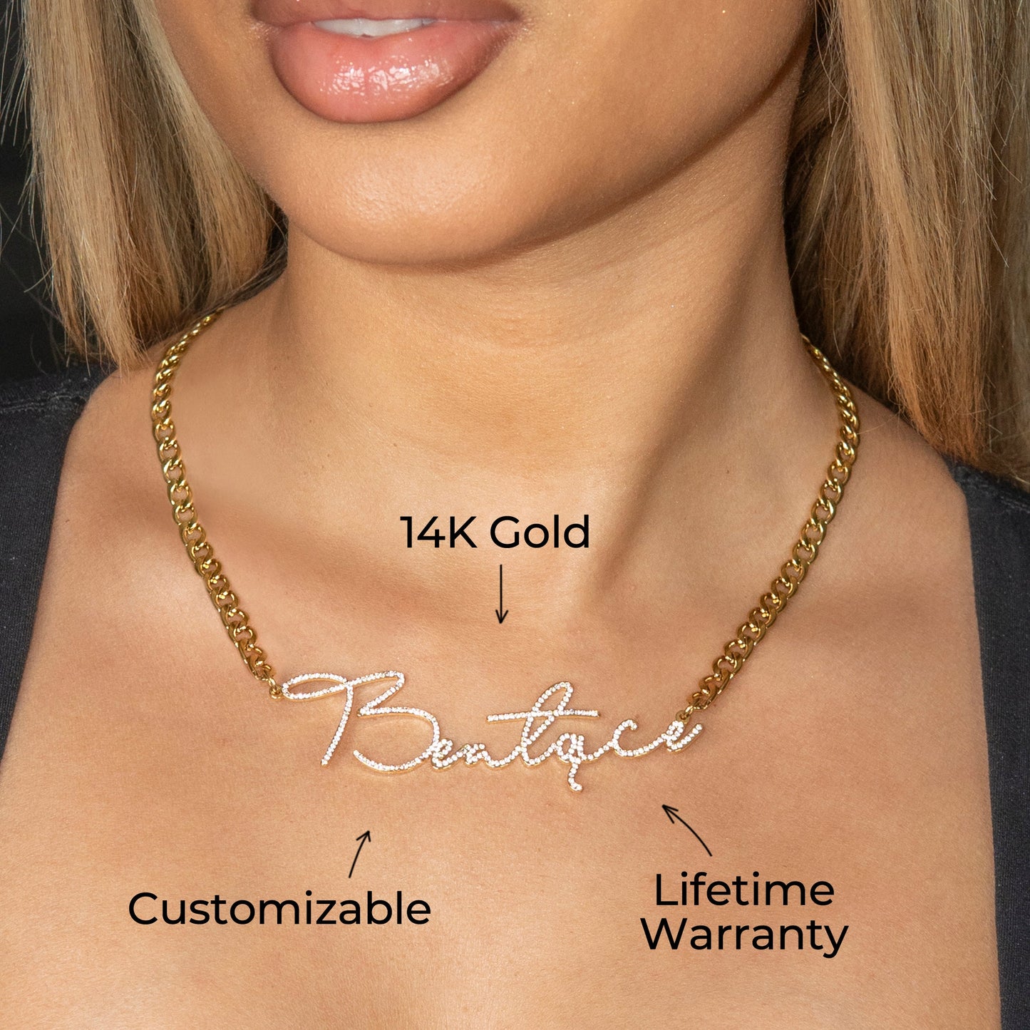 Women Jewelry - Iced Out VVS Name Necklace | Style # N39