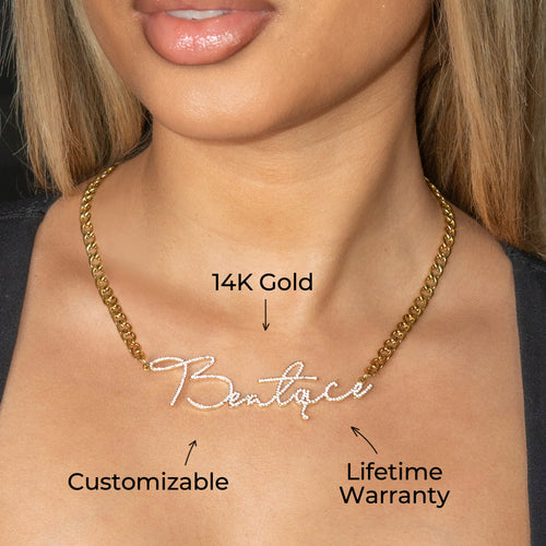 Women Jewelry - Iced Out VVS Name Necklace | Style # N39