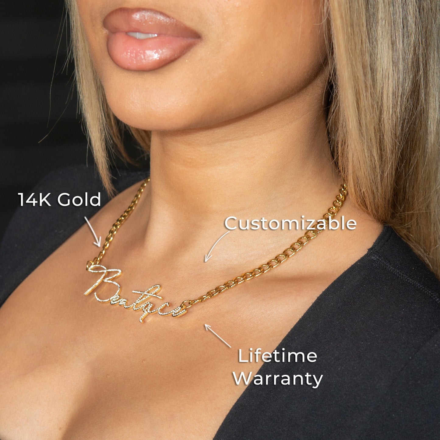 Women Jewelry - Iced Out VVS Name Necklace | Style # N39