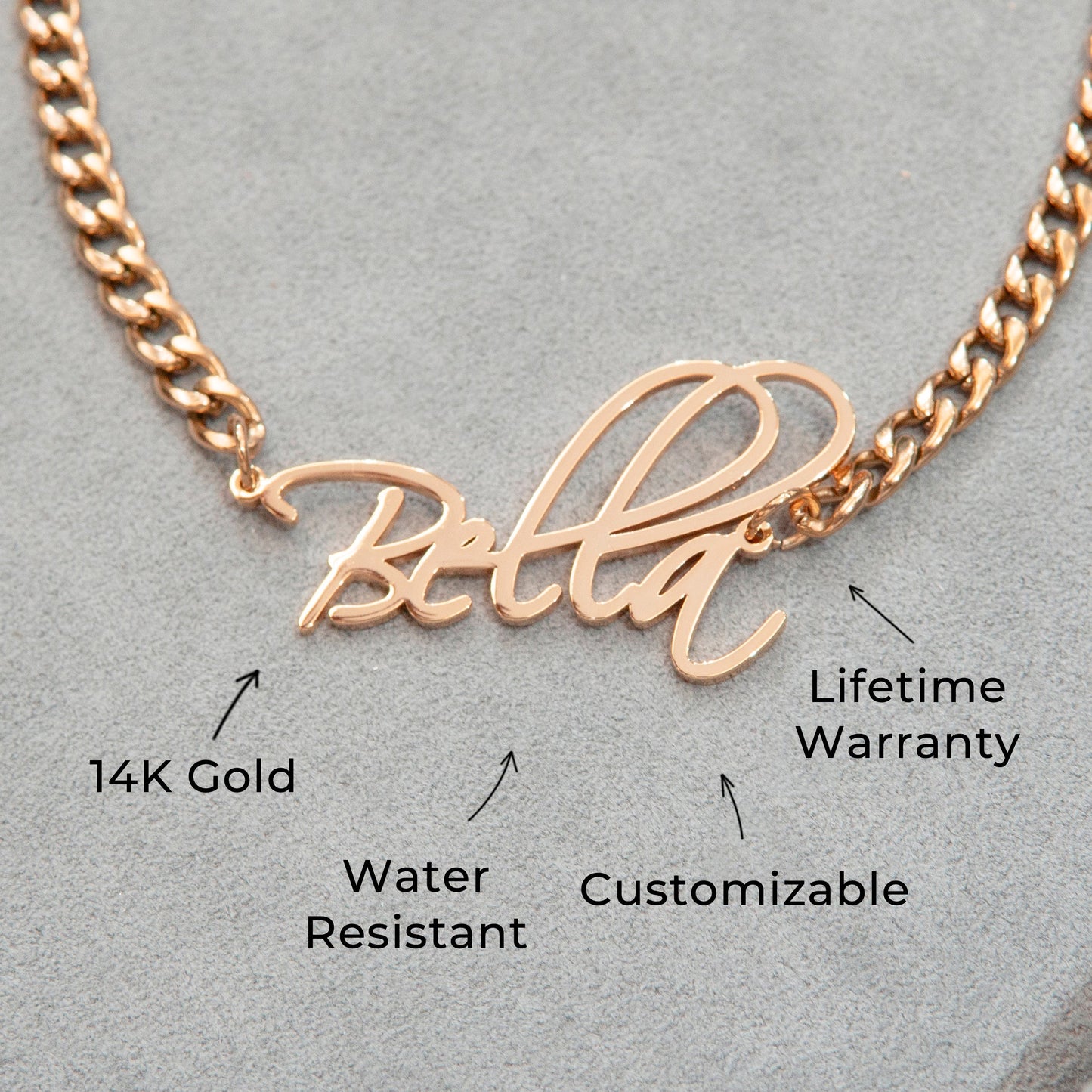 Women Jewelry - Rose Gold Name Necklace | Style # N37