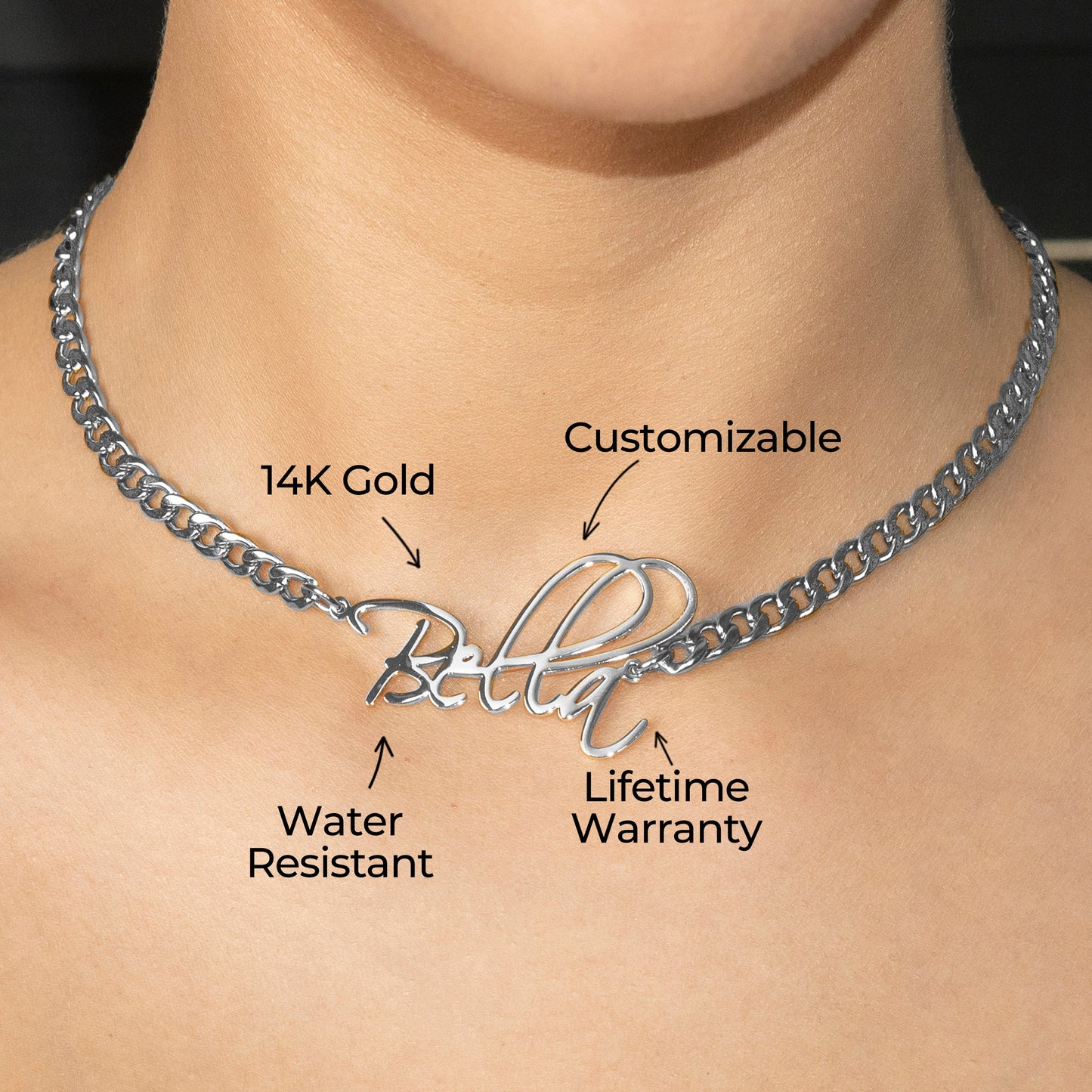 Women Jewelry - White Gold Name Necklace | Style # N37
