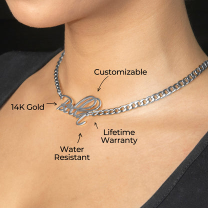 Women Jewelry - White Gold Name Necklace | Style # N37