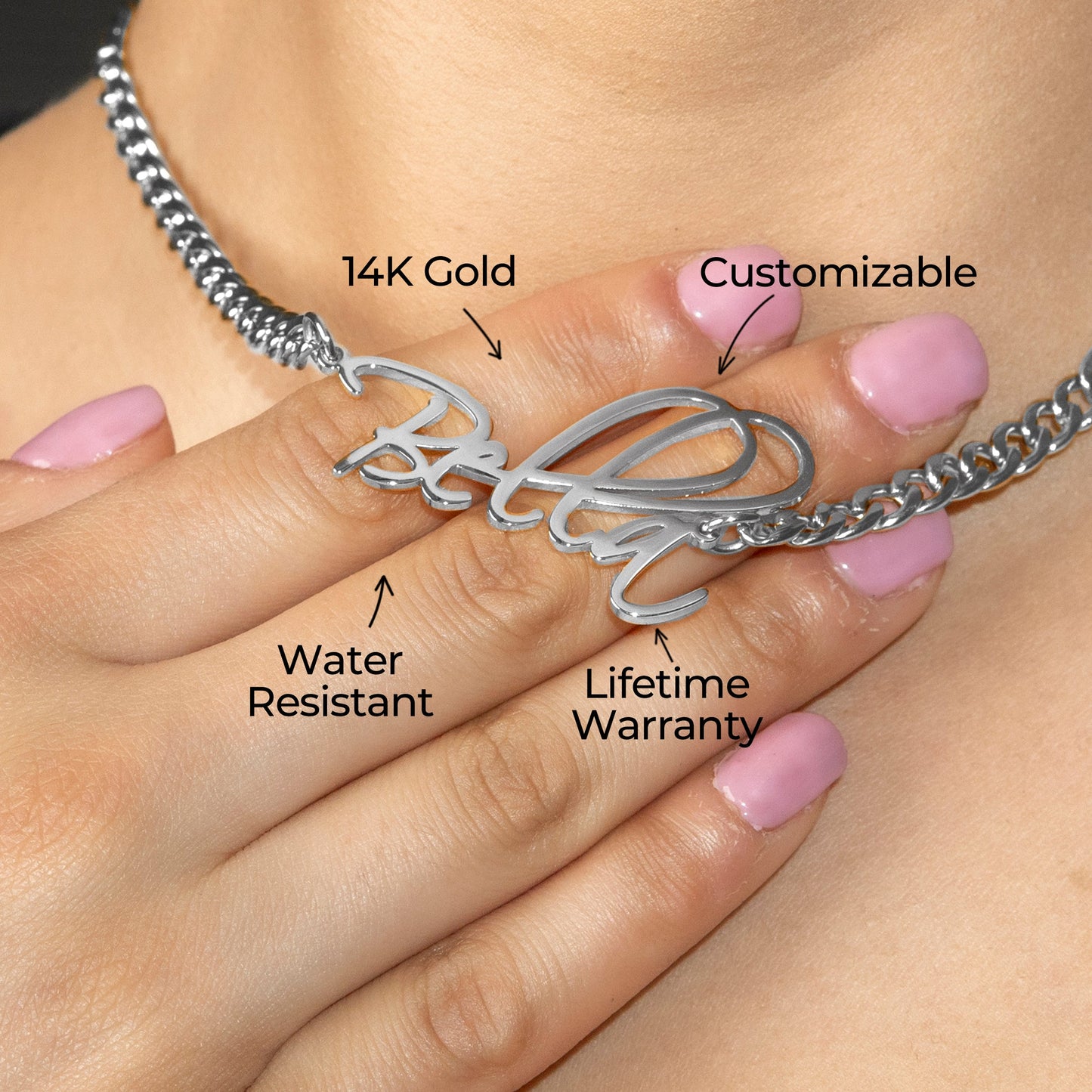 Women Jewelry - White Gold Name Necklace | Style # N37